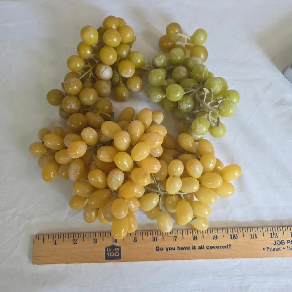 Vintage MCM Lucite Acrylic Grape Clusters Amber Yellow Green Set of 4 Decor